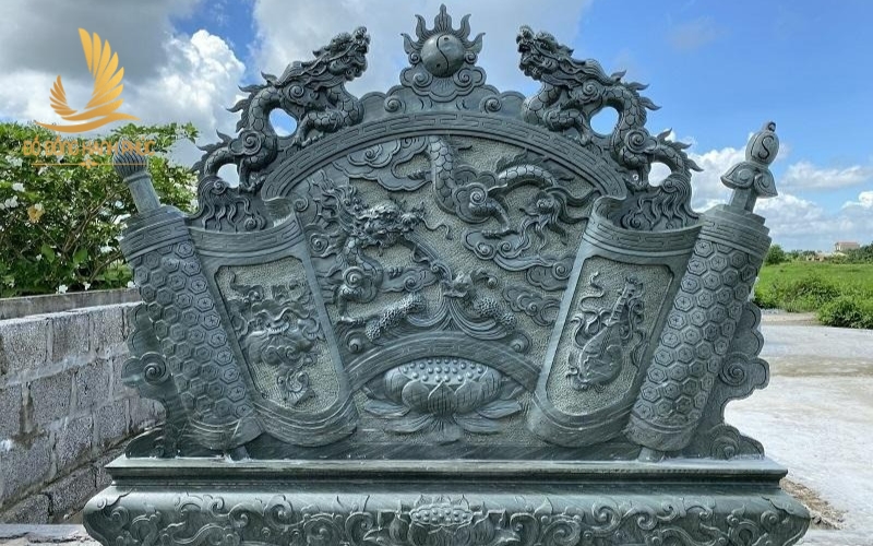 Cuốn thư câu đối bằng Đá